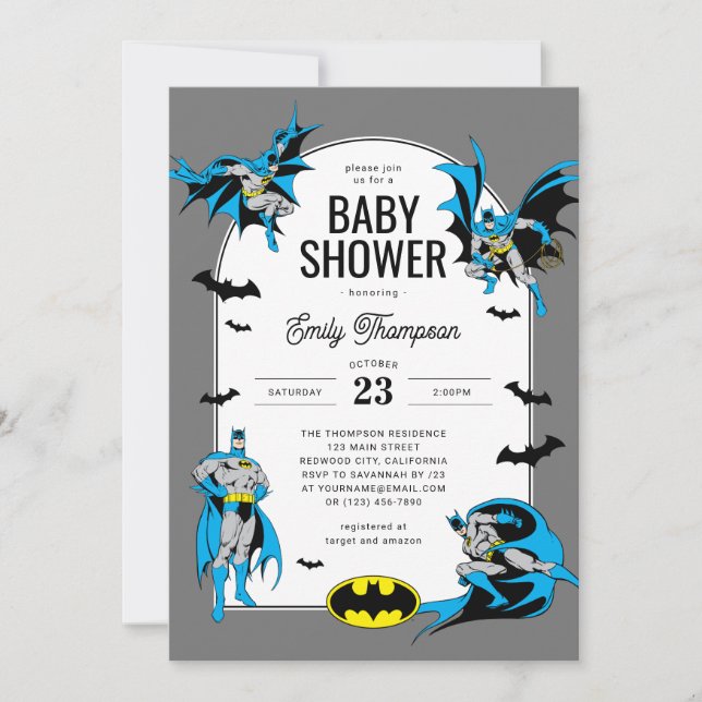 Custom Batman Baby Shower Einladung (Vorderseite)