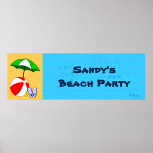 Custom Beach Ball Pool Umbrett Party Poster