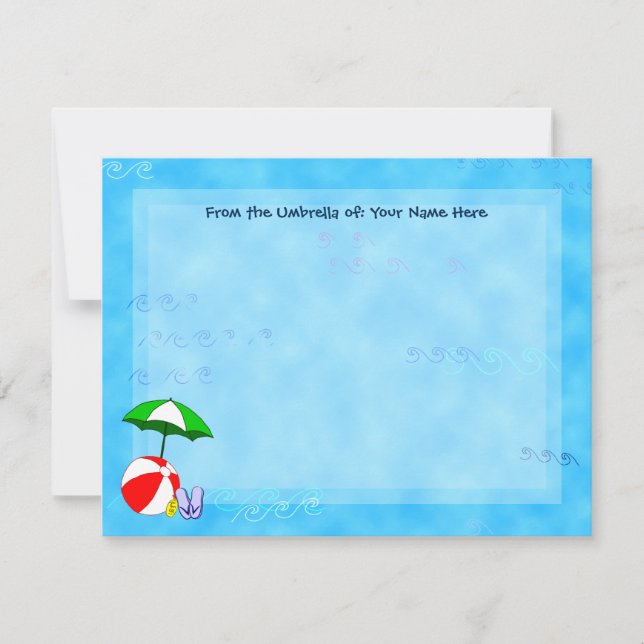 Custom Beach Ball und Pool Umbrella Nautic Mitteilungskarte (Vorderseite)