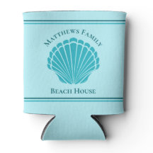 Custom Beach House Aqua Blue Seashell Monogram
