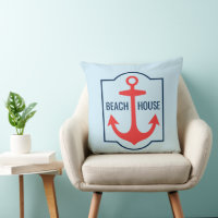 Custom Beach House Coral und Navy Blue Anchor