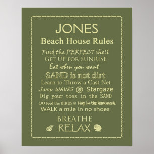 Custom Beach House Rules Poster