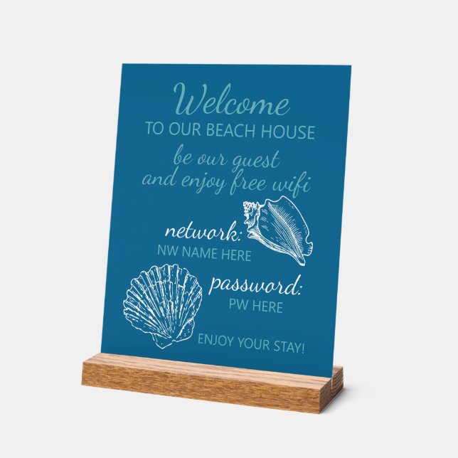 Custom Beach House Vermietungen Zuhause Wifi Anlei Acrylschild (Winkel)