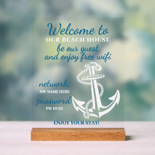 Custom Beach House Vermietungen Zuhause Wifi Anlei Acrylschild