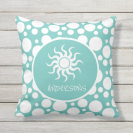 Custom Beach Hütte Dekoration mit Name - Aquamarin Kissen