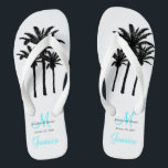 Custom Beach Jamaica Wedding Flip Flops<br><div class="desc">Ein großes Willkommensgeschenk für Ihre Gäste. Bieten Sie Ihren Gästen für die Strandzeremonie Schuhe an. Elke Clarke © Custom Monogram Travel Wedding Flip Flops für Beach Hochzeiten. Passen Sie Ihre Namen, das Datum, das Monogramm, den verheirateten Vornamen und das Ziel an. Entspricht der personalisierten Hochzeitsstrandtasche in unserem Geschäft, mit der...</div>