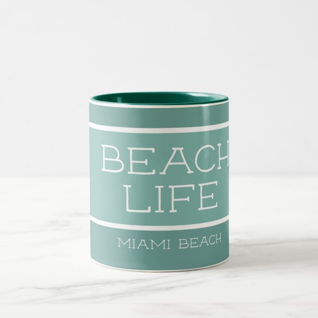 Custom Beach Life Ocean Zweifarbige Tasse (Mittel)