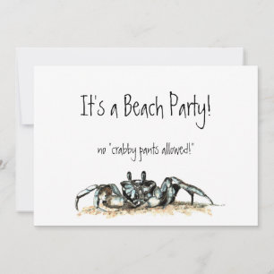 Custom Beach Party Laden Sie keine Crabby Hosen er Einladung