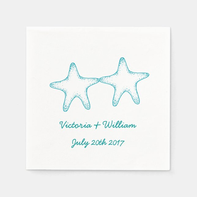 Custom Beach Starfish Wedkins Serviette (Vorderseite)