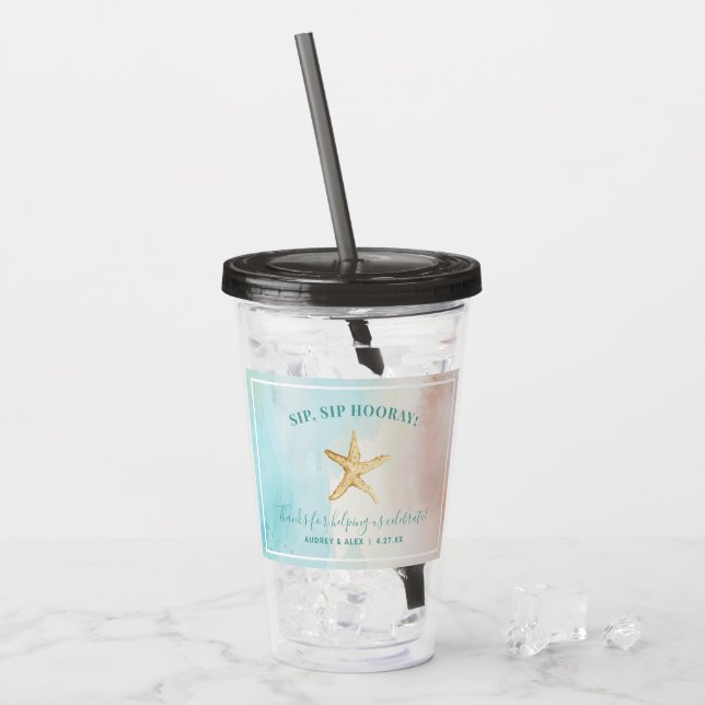 Custom Beach Themed Wedylic Tumbler Acryltrinkbecher (Vorderseite Ice)
