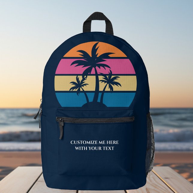 Custom Beach Vacation Niedlich Tropical Palm Tree  Bedruckter Rucksack (Von Creator hochgeladen)