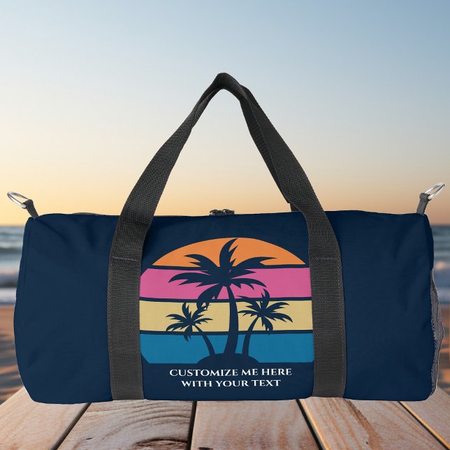 Custom Beach Vacation Niedlich Tropical Palm Tree  Duffle Bag (Von Creator hochgeladen)