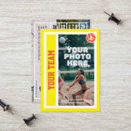 Custom Beach Volleyball Trading Card (Gelb) Telefonnummerkarte