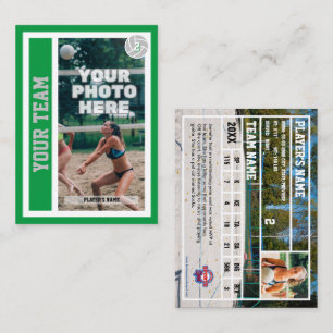 Custom Beach Volleyball Trading Card (Kelly Green) Telefonnummerkarte