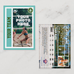Custom Beach Volleyball Trading Card (Light Aquama Telefonnummerkarte