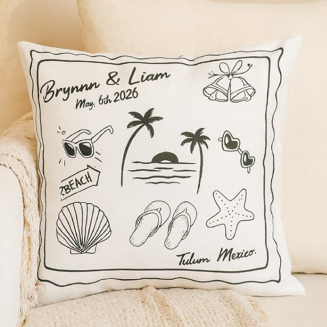 Custom Beach Wedding Pillow Cover – Personalized Kissen (Von Creator hochgeladen)