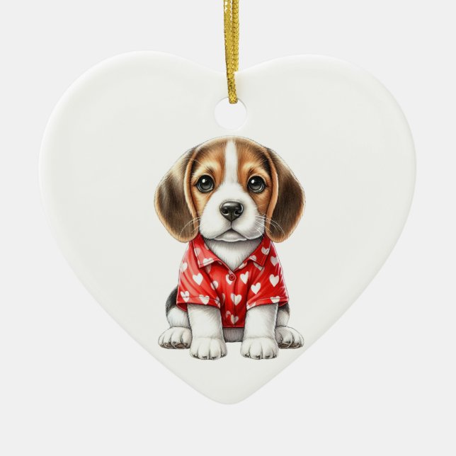 Custom Beagle Dog Fun Valentine Ornament (Vorne)