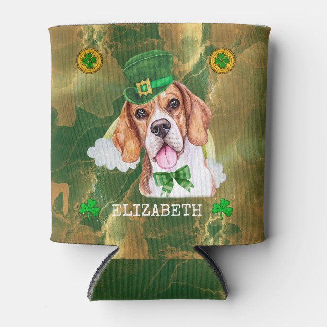 Custom Beagle Gold St Patricks Dosenkühler (Vorderseite)