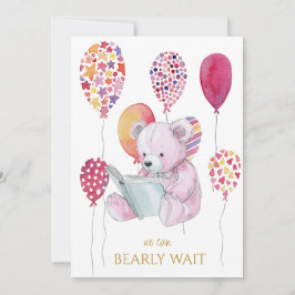 Custom Bear lesen ein Buch Baby Shooter Einladung