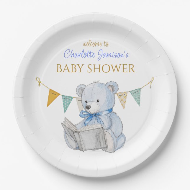 Custom Bear lesen ein Buch Baby Shooter Pappteller (Vorderseite)