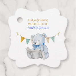 Custom Bear lesen ein Buch Danke Baby Dusche Geschenkanhänger