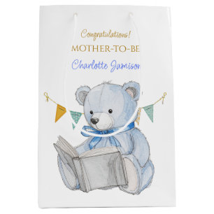 Custom Bear lesen ein Buch Danke Baby Dusche Mittlere Geschenktüte