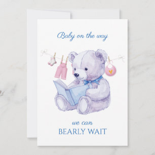 Custom Bear Lesen eines Buches Baby Shower Einladu Einladung