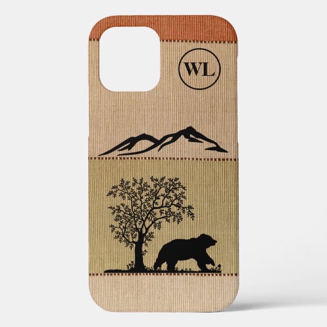 Custom Bear Silhouette Apple iPhone 12 Tough Case (Rückseite)