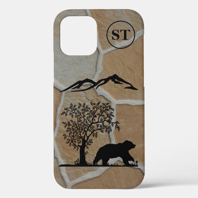 Custom Bear Silhouette Apple iPhone 12 Tough Case (Rückseite)