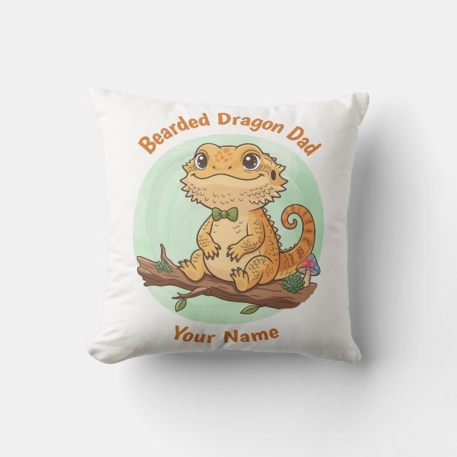 Custom Bearded Dragon Dad Throw Pillow Kissen (Vorderseite)