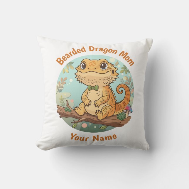 Custom Bearded Dragon Mom Throw Pillow Kissen (Vorderseite)