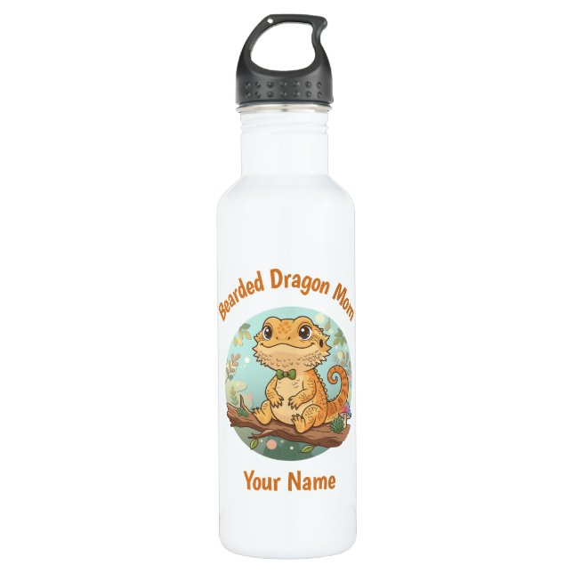 Custom Bearded Dragon Mom Water Bottle Edelstahlflasche (Vorderseite)