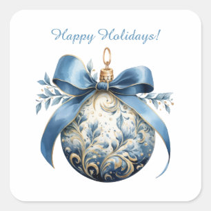 Custom Beautiful Blue Weihnachtsfeiertag Quadratischer Aufkleber