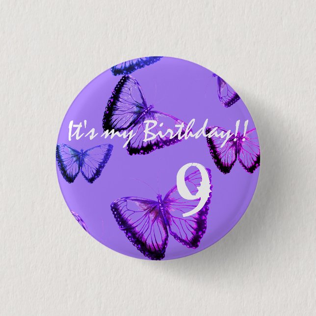 Custom Beautiful Butterfly Es ist mein Geburtstag  Button (Vorderseite)
