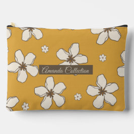 Custom beautiful floral pattern Brown mustard Cute Zubehörtasche
