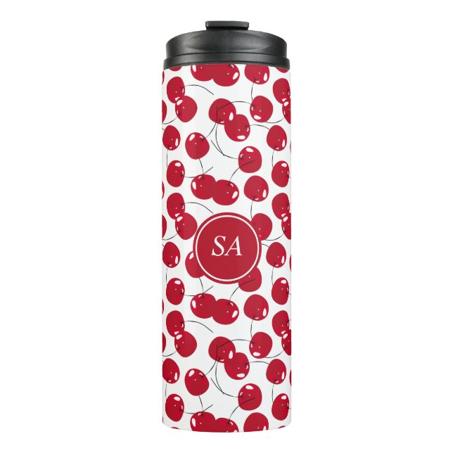 Custom Beautiful Fresh Red Cherry Muster Thermal Thermosbecher (Vorderseite)
