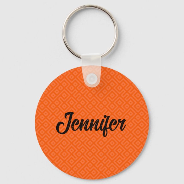 CUSTOM Beautiful Orange Geometric Endless Pattern Schlüsselanhänger (Vorderseite)
