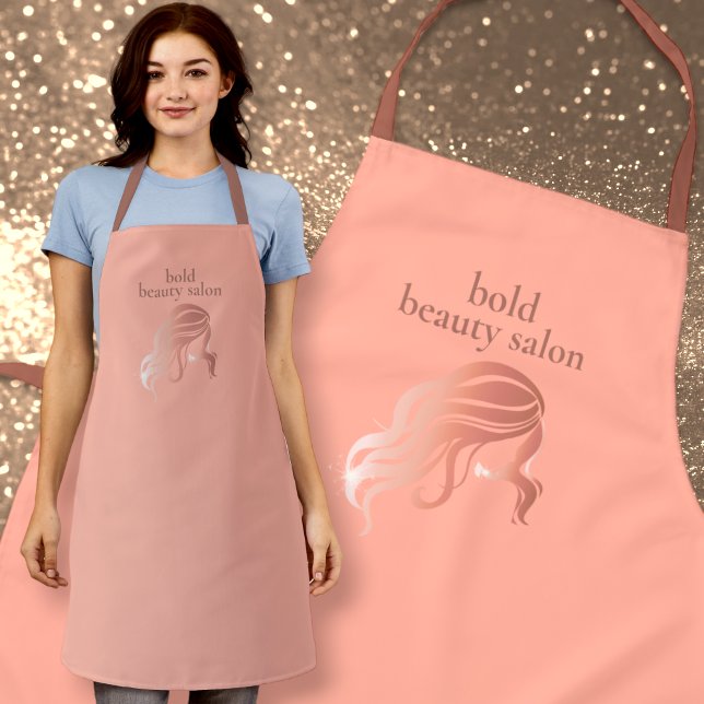 Custom Beauty Salon Name Rosa & Rose Gold Mitarbei Schürze (Von Creator hochgeladen)