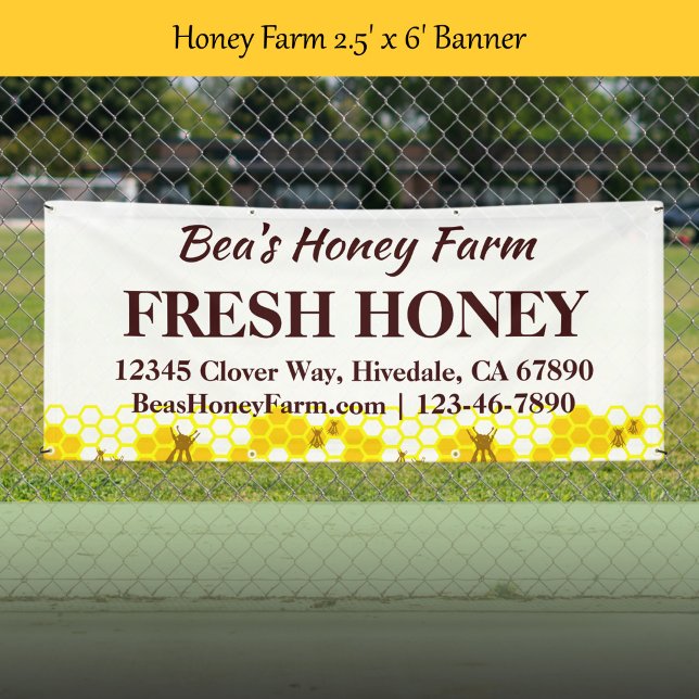 Custom Bees Honey Farm 6' Display Banner (Honey banner)