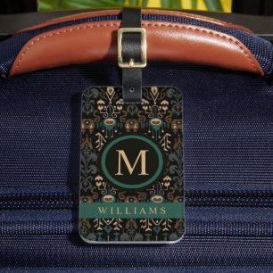 Custom Beige Black Brown Green Aztec Muster Gepäckanhänger