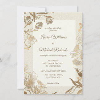 Custom Beige Creme Gold Coppery Tinte Wedding Einladung