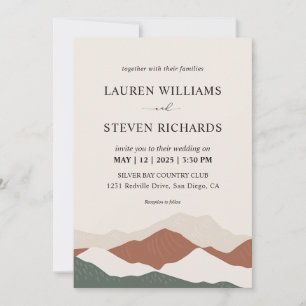 Custom Beige Gray Abstrakt Mountains Wedding Einladung