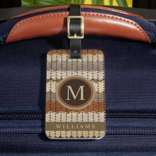 Custom Beige Gray Brown Aztec Muster Gepäckanhänger (Vorderseite Insitu 2)