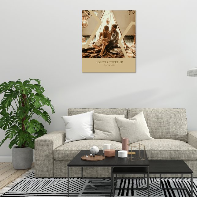 Custom Beige Hochzeitstermin Stretched Leinwand (Von Creator hochgeladen)