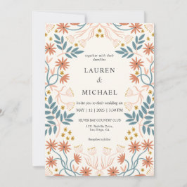 Custom Beige Pink Peach Terracotta Blossom Hochzei Einladung