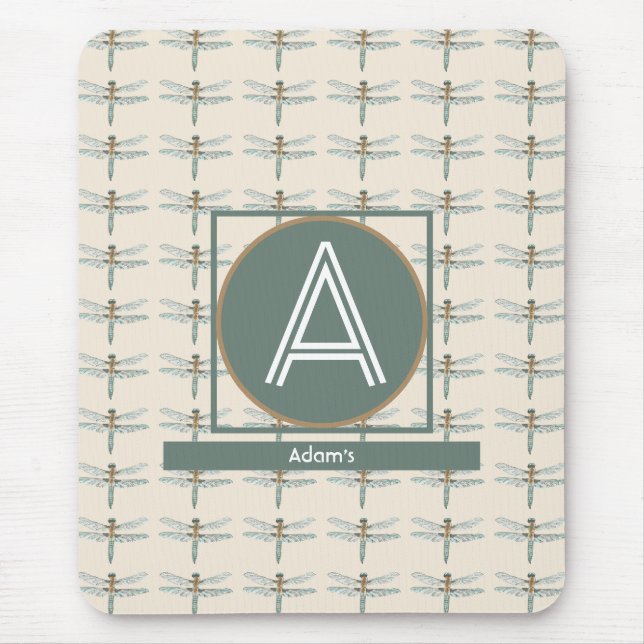 CUSTOM BEIGE TRENDY DRAGONFLY MOUSEPAD (Vorne)