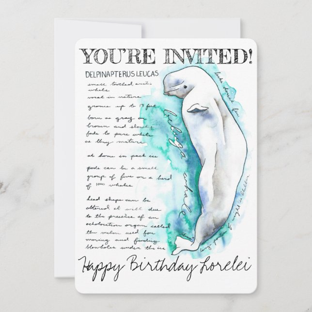 Custom Beluga Whale Illustration Einladung (Vorderseite)