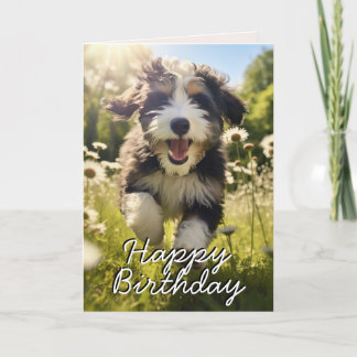 Custom Bernedoodle Happy Birthday Card Dankeskarte