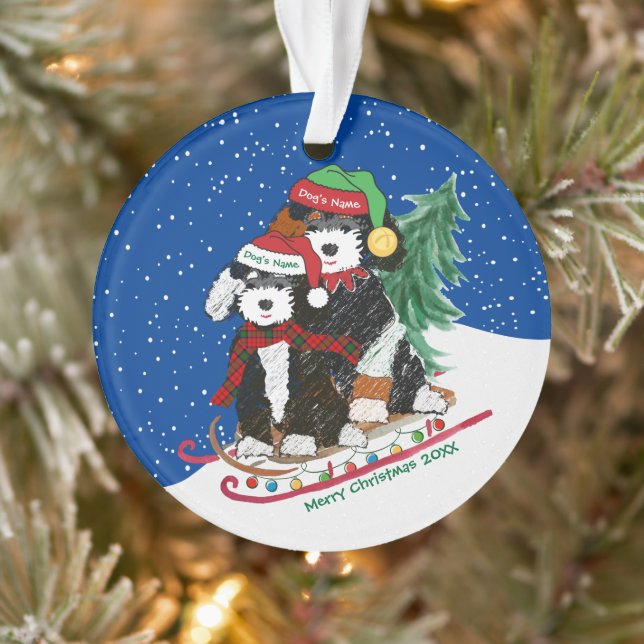 Custom Bernedoodles Dekoriert Weihnachtsschnecke Ornament (Baum)