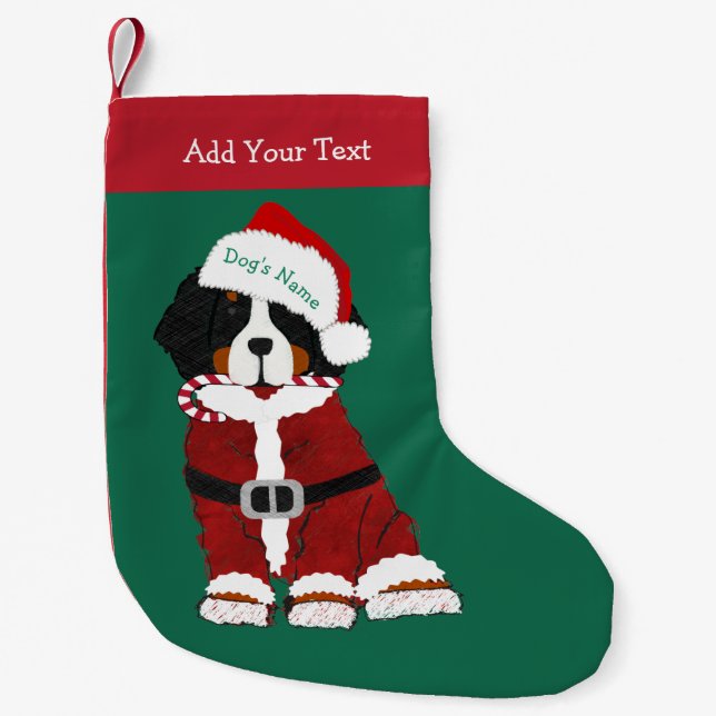 Custom Bernese Mountain Dog Santa Paws Kleiner Weihnachtsstrumpf (Vorderseite)